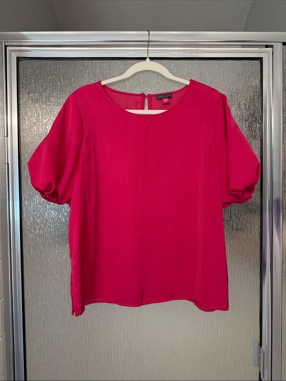 Vince Camuto Bright Pink Short Puff Sleeve Blouse